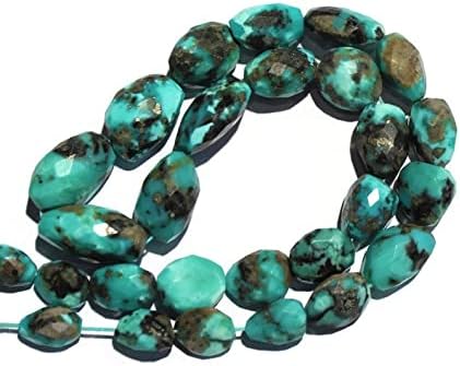 13 inch Strand of Natural gem Arizona Turquoise, 12-21mm Fancy Oval Faceted Beads for DIY Jewelry Making. | Beads_01993, blue