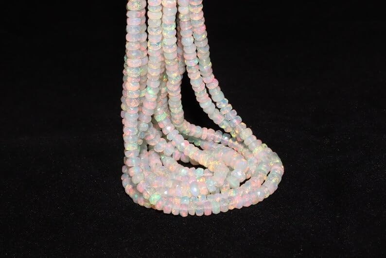 AAA+ Ethiopian Opal Faceted Rondelle Bead 3-5 mm Strand Opal Rondelle Beads Fire Opal Bead Flashy Opal for Making Jwelery