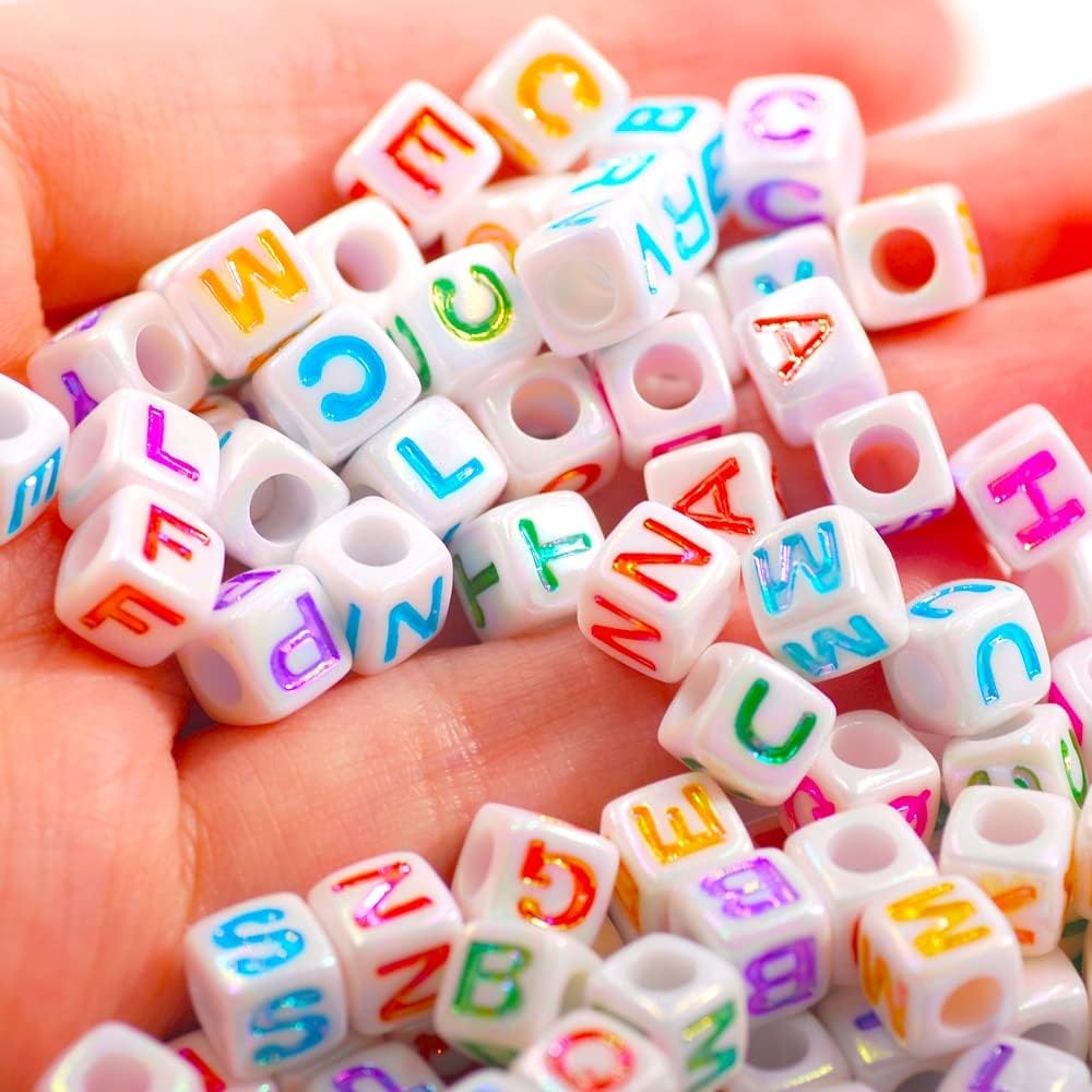 Davitu Handicrafts Tool English Alphabet Square A Z Acrylic Letter Beads 6/7mm Alphabet Enlightenment Toy Beads |Beads| - - (Item Diameter: 6x6mm 2500Pcs)
