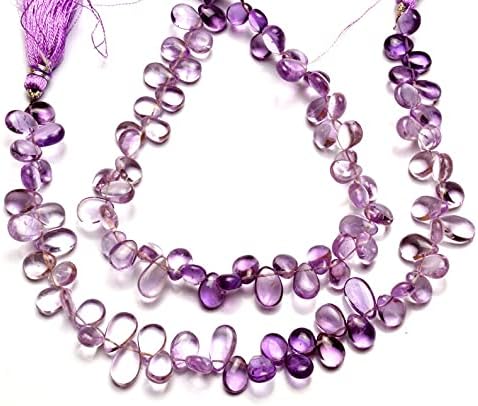 8 inch Strand of Natural Brazilian Amethyst 7x5-9x6 mm pear Smooth briolette Beads for DIY Jewelry Making. |BRIO_01224