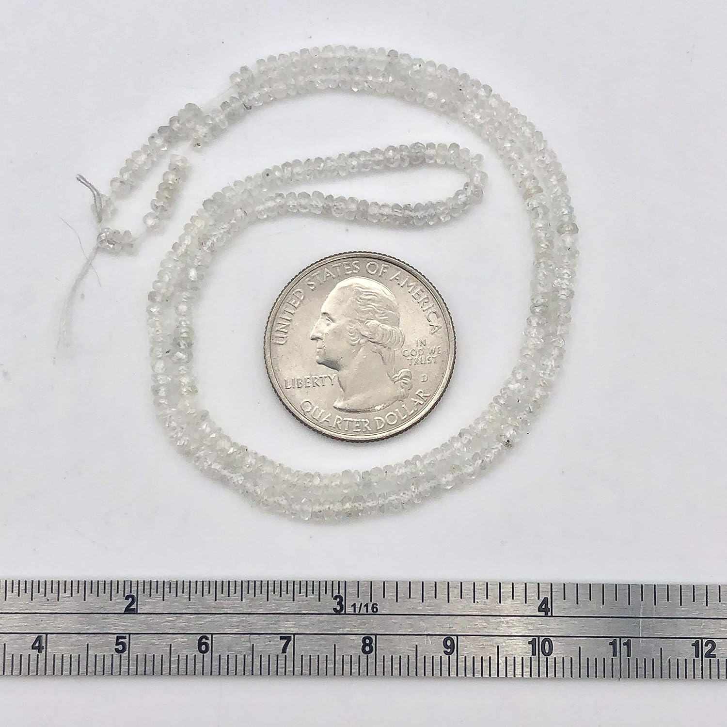 Dazzle 17cts White Sapphire Faceted 8 inch Bead Strand | 2.5x1.5-2x1mm | 3294HS for Jewelry Making