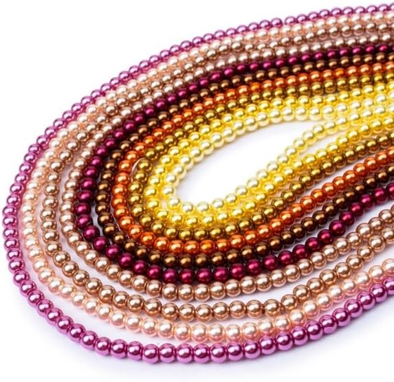 PotomacBeads 1330 Pieces Glass Potomac Pearls, Warm Tones Collection, 3mm, 10 Colors