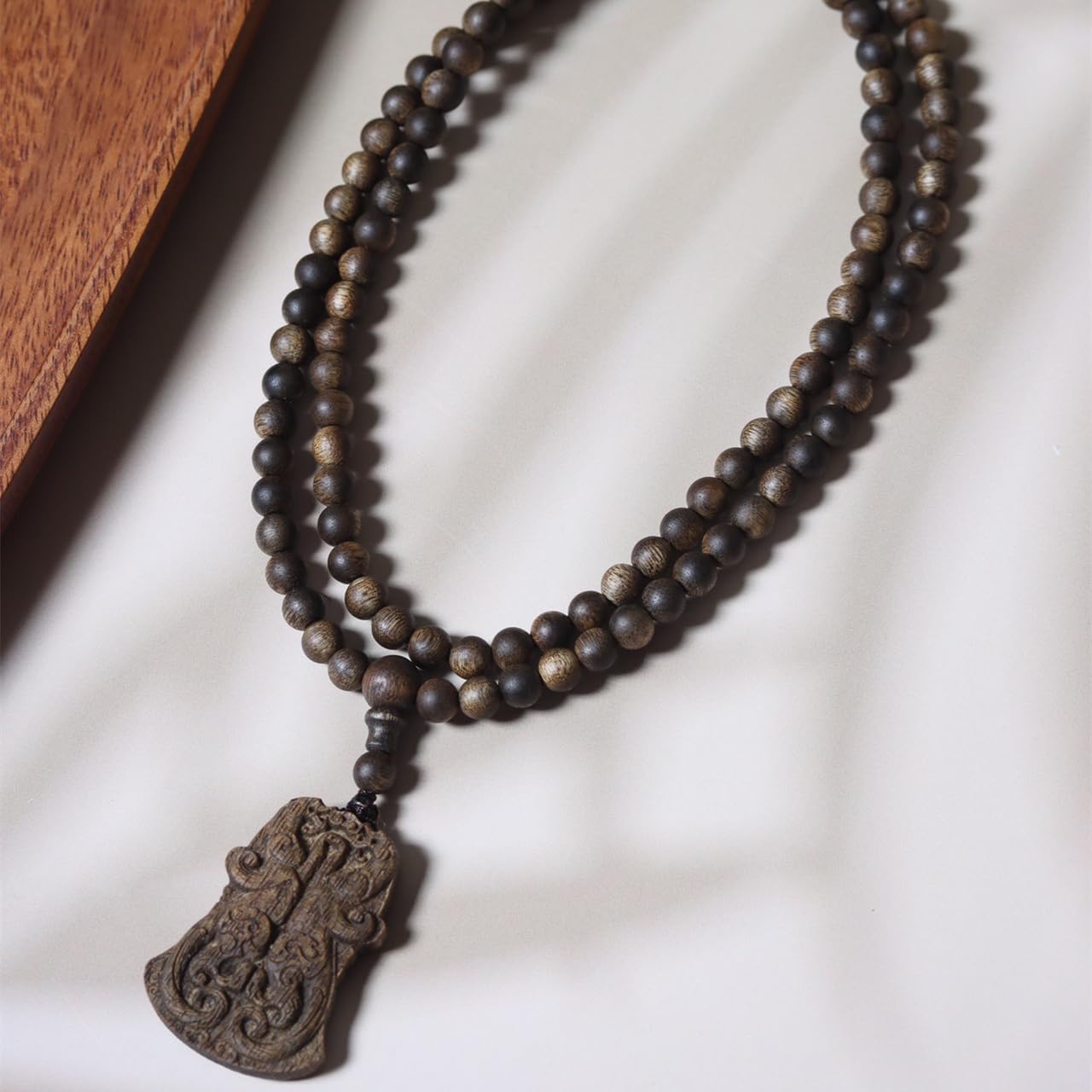 Vietnam Nha Trang White Agarwood Knotted Beads Multi-Circle 7mm*108 Beads Sinking Grade “Chi Hu”