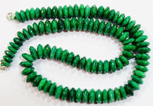 natural gem stone emerald german cut faceted beads complete necklace 17.5 inches 9 to 11 mm