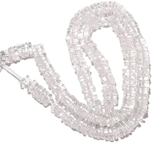 Natural Crystal Quartz Square Heishi Beads, 16 Inches Full 3 Strands, Size 6mm