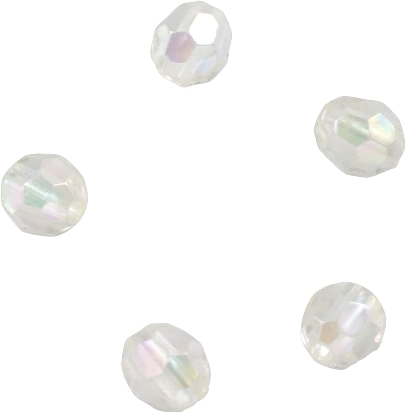 Bead Landing 12 Pack: Clear Aurora Borealis Faceted Acrylic Round Craft Beads, 6mm