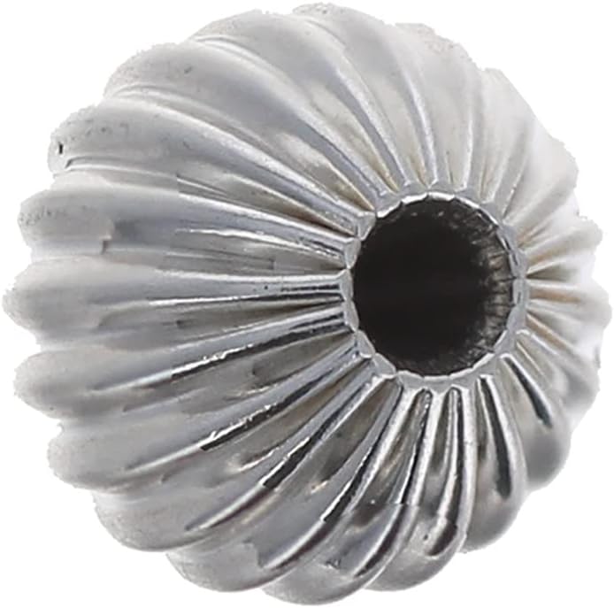 Sterling Silver 5mm Fluted Beads in 25 or 100 Pieces, Corrugated Round Beads, Fluted Silver Beads, Wholesale Beads, 5mm Bead (Sterling Silver 100 Pieces)