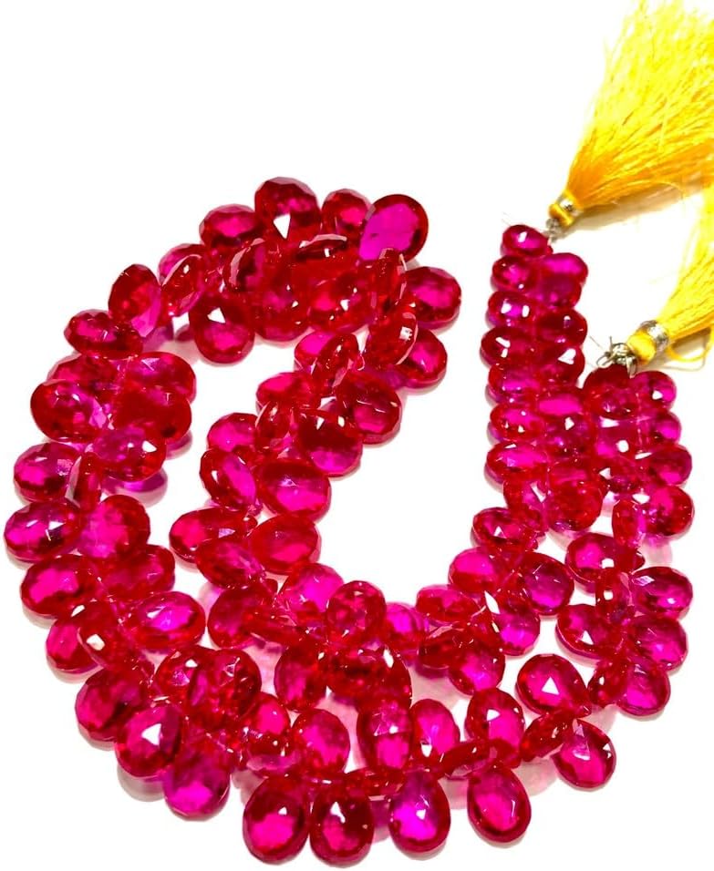 Natural Pink Spinel Pear Faceted Beads 8-12 MM 17 inch Long String Jewelry Making Gemstone Beads for Necklace Bracelet