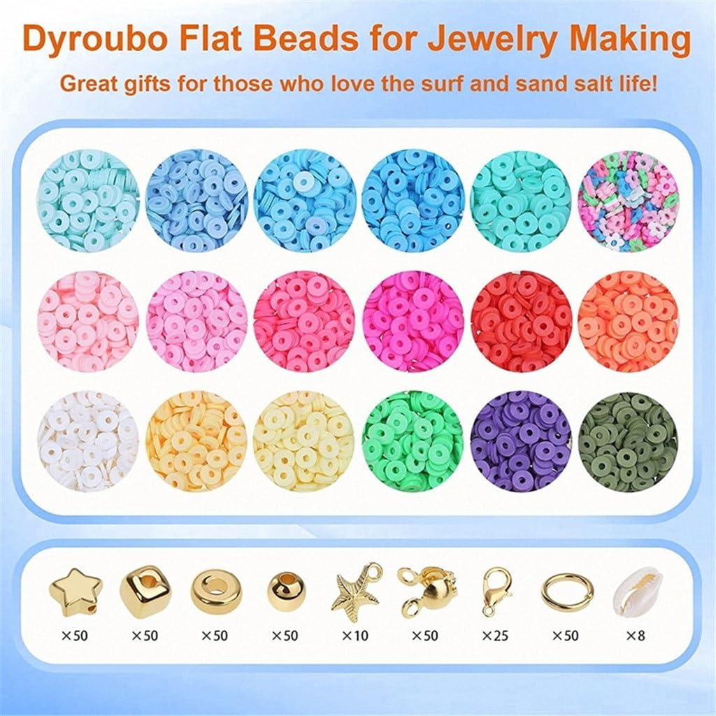 4800 Pieces of 6mm Flat Polymer Clay Beads Soft Slices DIY Jewelry Accessories