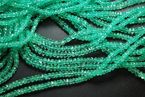 14 Inches, Super Finest Rare AAA Quality Colombian Emerald Faceted Rondelles, Size 6-4mm