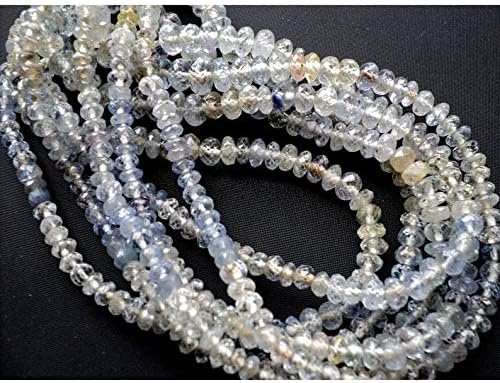 10 inch strand of natural ceylon sapphire rondelle shape faceted cut 3-7mm beads for DIY jewelry making. necklace, earring, bracelet crafts.