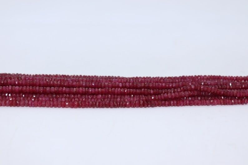 AAA+ Quality Longido Ruby Faceted Rondelle 3mm Beads Strand for Jewelry Making Natural Pink Ruby Rondelle Wholesale Beads