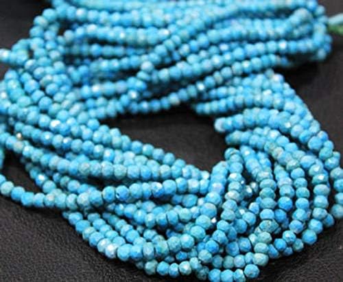 10 Strand Wholesale Blue Turquoise Faceted Gemstone Micro Rondelle Loose Craft Beads Starnd 3mm Code-HIGH-26919