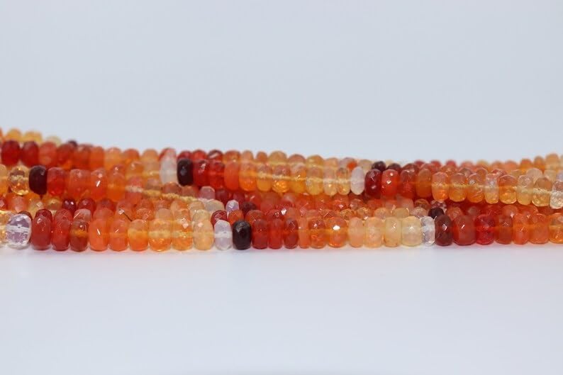 Excellent Mexican Fire Opal Faceted Rondelle Beads 6 mm Dark Color Mexican Fire Opal Rondelle Beads Opal Beads Strand