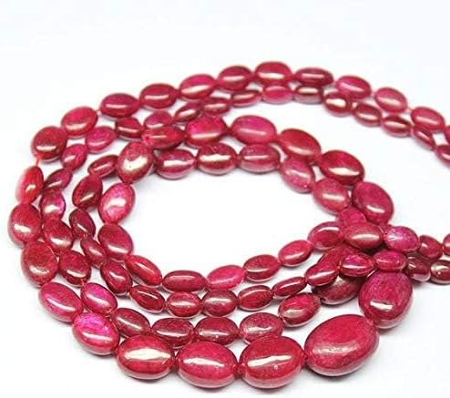 1 Strand red Ruby Oval Smooth 8'' Long Strand Gemstone Beads, Jewelry Supplies for Jewelry Making, Bulk Beads, for Meditation Jewellery for Reiki Healing Mystic Gemstone 7mm to 15mm