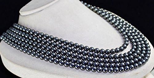 5 Line Natural Black HEMATITE ROUND BEADS 18 INCHES 8 MM