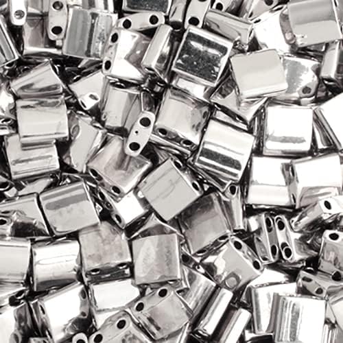 Beads 5x5mm 2 Hole TL0194 Silver Opaque 250Gms Bulk Bag of Japanese Glass Beads