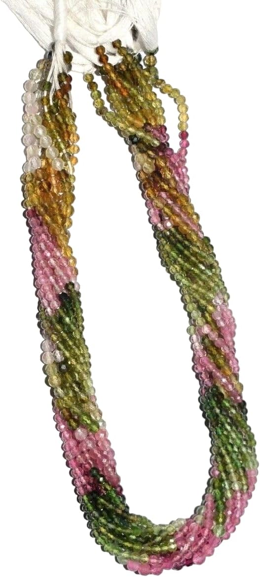 Multi Tourmaline Gemstone 3-3.5mm Rondelle Faceted Beads 12.5