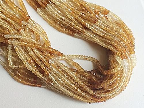 BEADS GEMSTONE 1 Strand Natural Citrine Faceted Rondelle Beads, Citrine Necklace, Shaded Orange Citrine Beads, 3.5mm to 4mm, 13 Inch Code-HIGH-16182