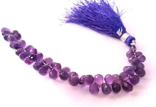 8 inch Strand of Natural Amethyst 3x5-4x6mm Teardrop Faceted briolette Beads for DIY Jewelry Making. |BRIO_00333