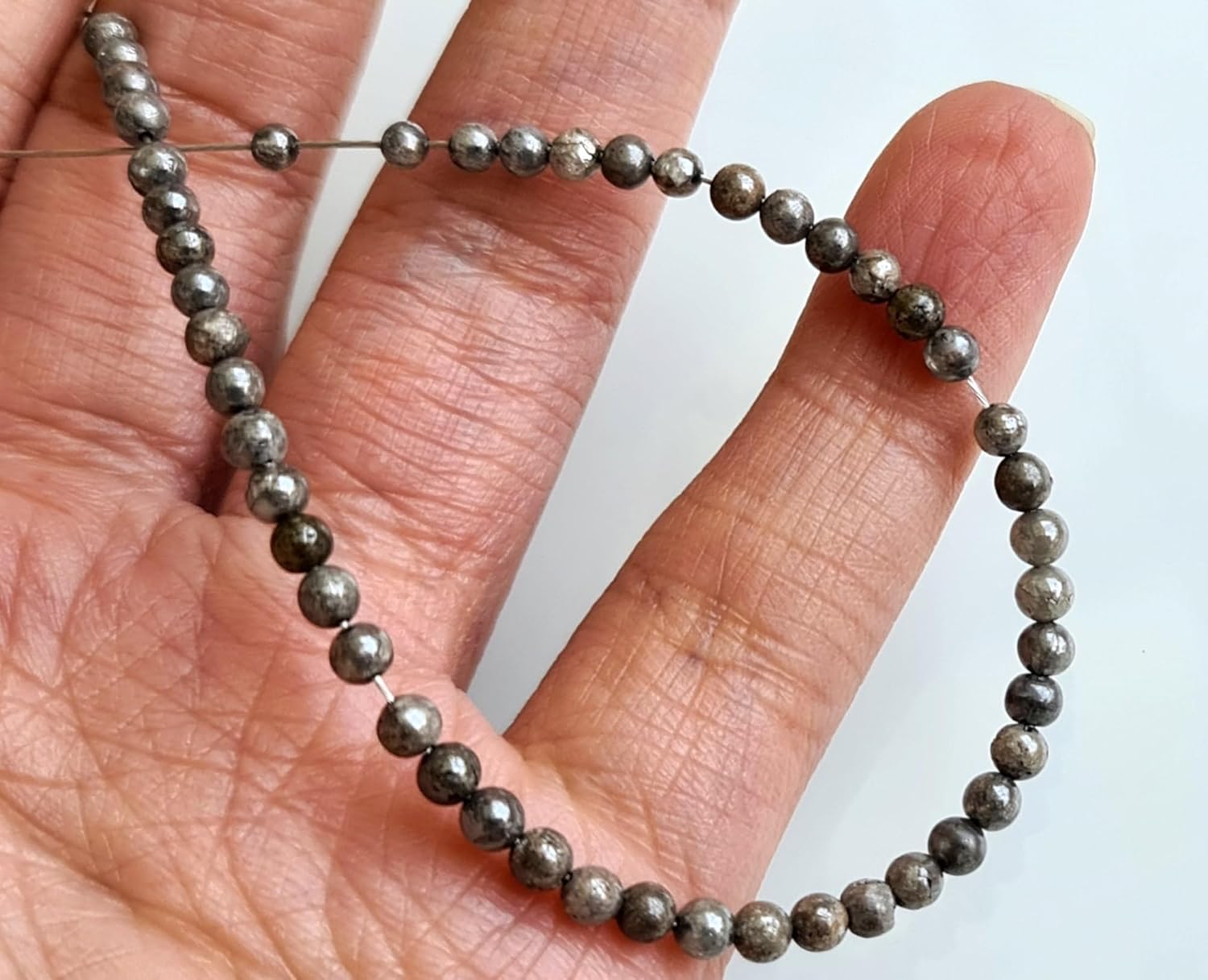 3-3.5mm Diamond Bead Natural Light Gray Smooth Polished Round Diamond Bead Rare Diamond Ball Shape for Necklace (6Pcs To 12Pcs Option)-APKJ1, 3-3.5 MM Approx.