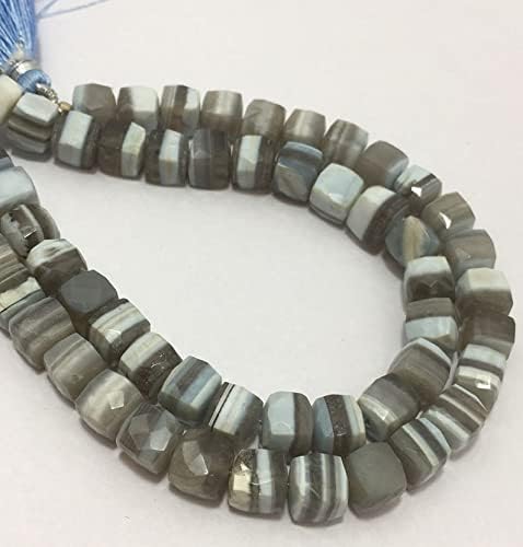13 inch Strand of Natural gem Boulder Opal, 7-9mm Box Faceted Beads for DIY Jewelry Making. | Beads_01691