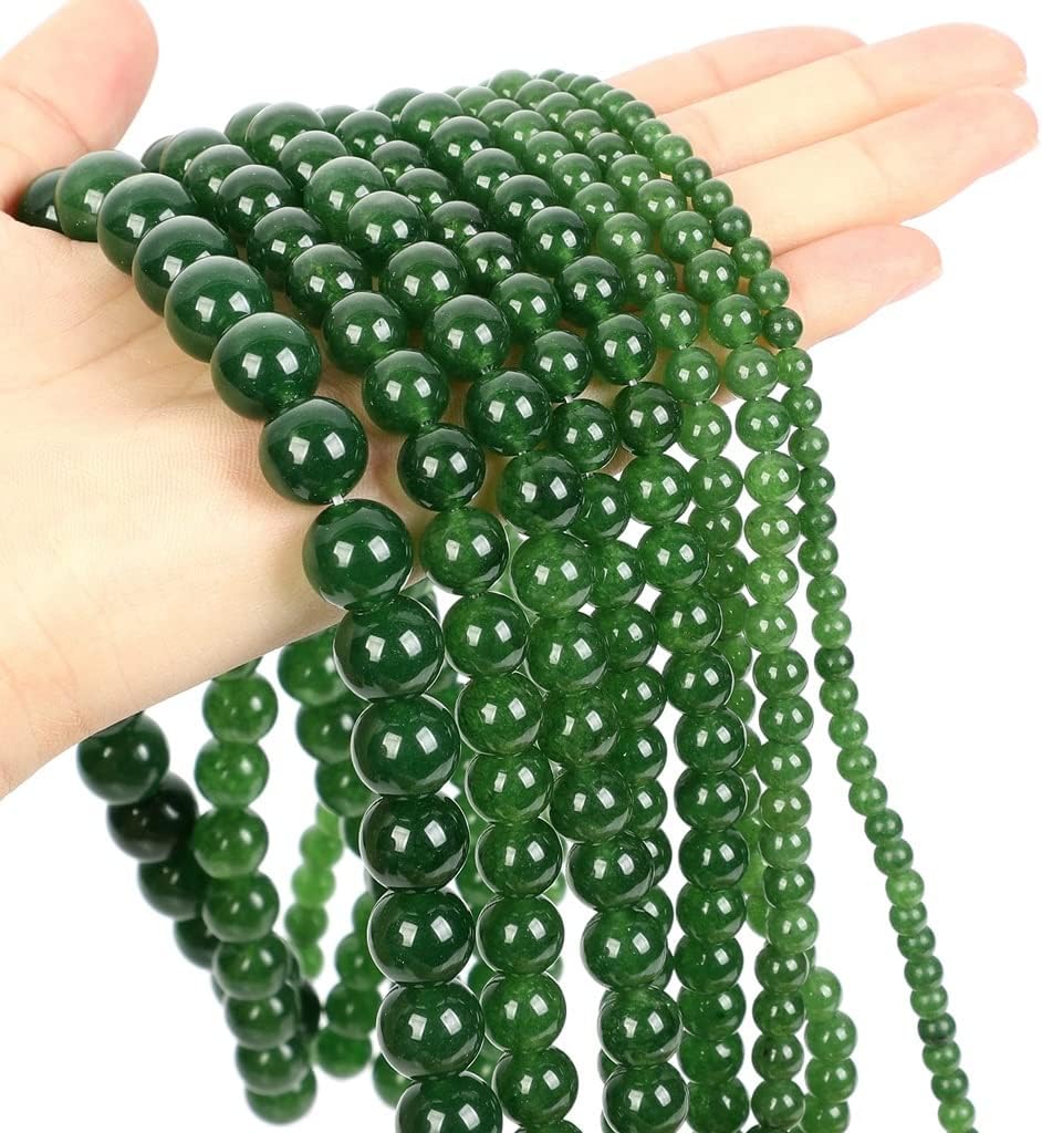 Natural Stone Green Chalcedony Jade Round Loose Spacer Bead for Jewelry Making Bracelet Necklace DIY (Color : D, Size : 12mm)