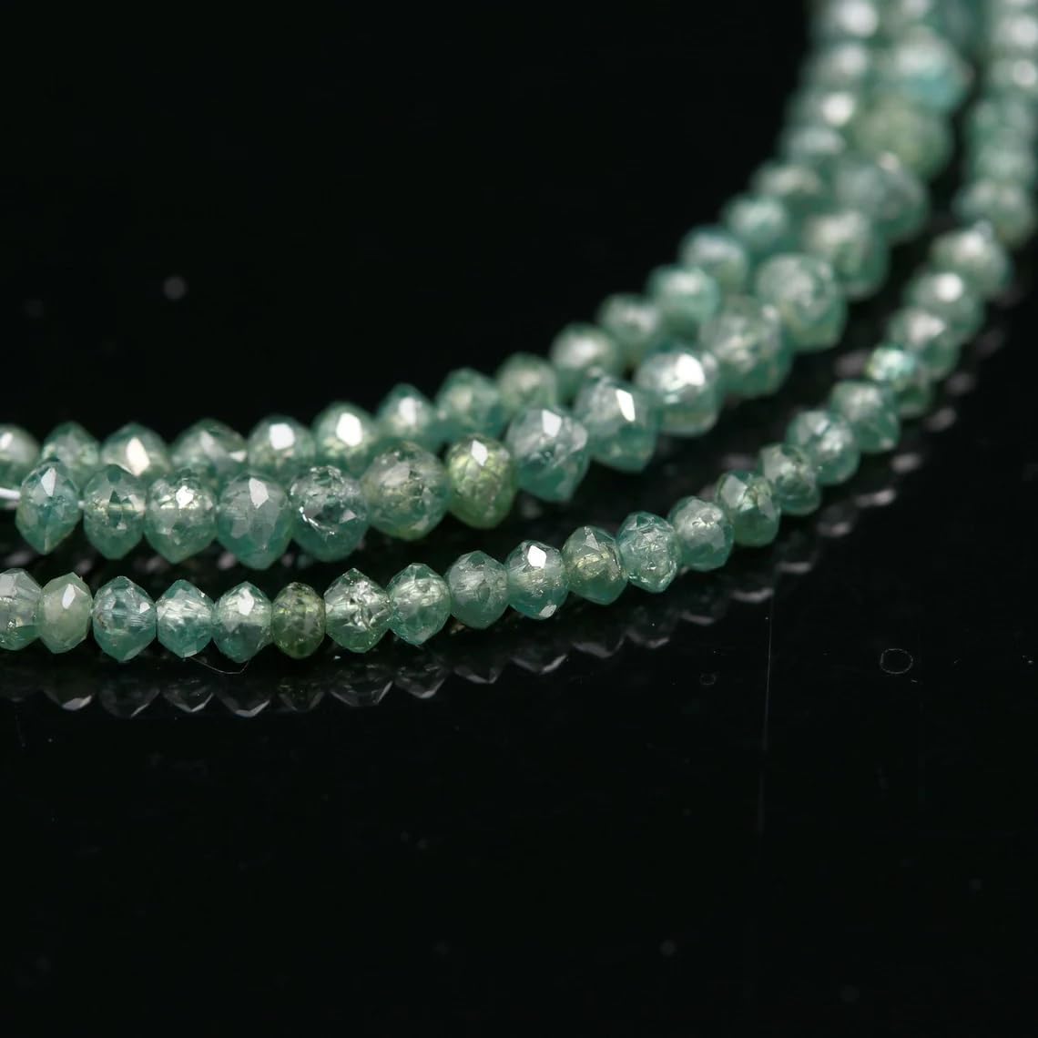 Natural Green Diamond Faceted Rondelle 1.8-2.1mm Beads 16