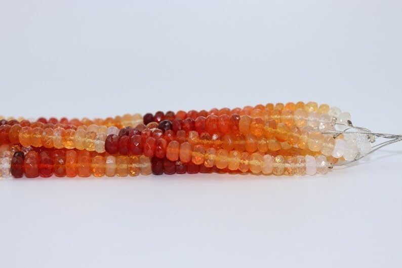 Excellent Mexican Fire Opal Faceted Rondelle Beads 6 mm Dark Color Mexican Fire Opal Rondelle Beads Opal Beads Strand