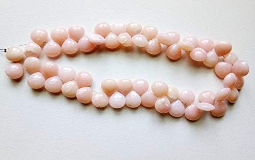 12 Inch Pink Opal Plain Heart Beads, 11mm Peruvian Pink Opal Heart Briolette, Pink Opal Necklace, 55 Pcs