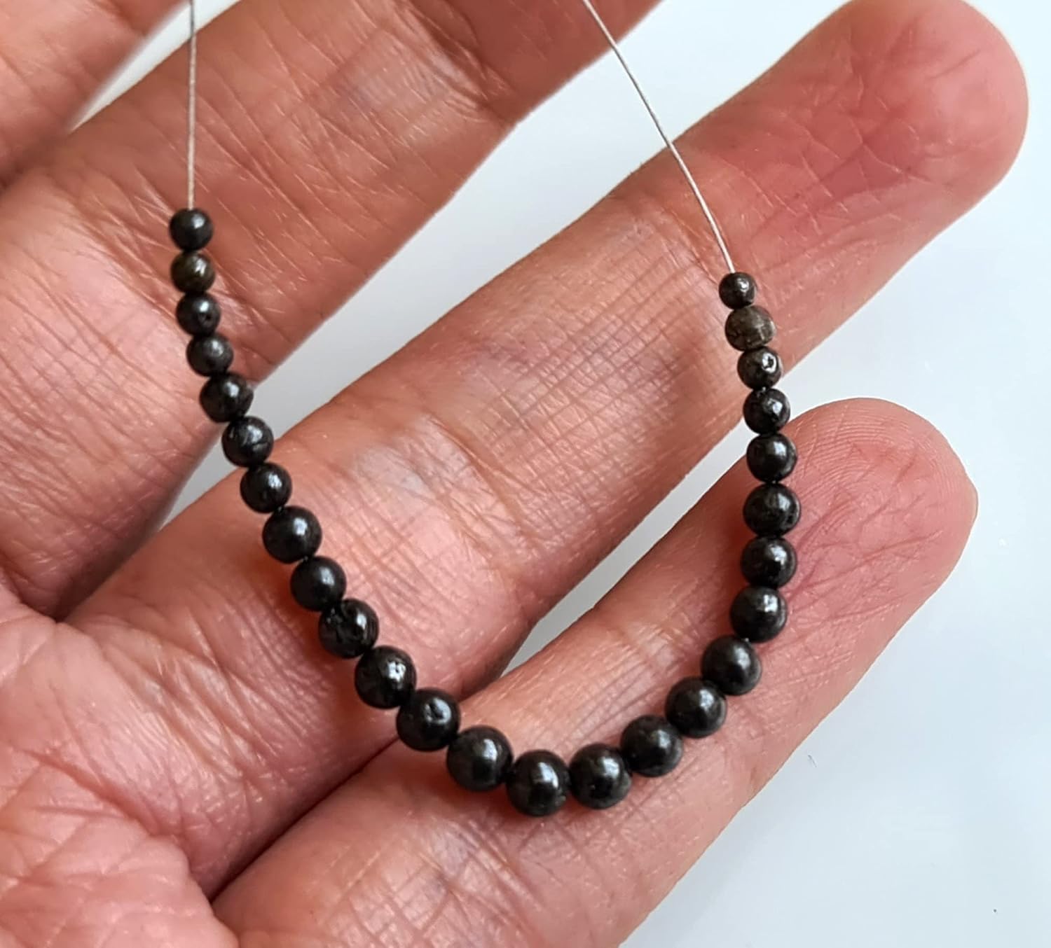 Natural Black Smooth Polished Round Diamond Bead, 2-3.5 mm Rare Diamond Ball Shape Bead for Necklace (6 Pcs To 12 Pcs) - APKJ2