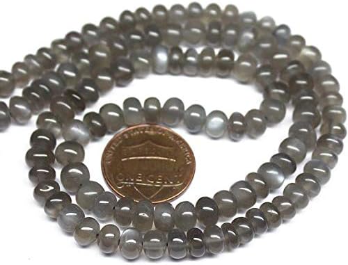 Natural Grey Fire Moonstone Smooth Gemstone Rondelle Gemstone Loose Craft Beads Strand 18 Inch Long 6mm Code-HIGH-721