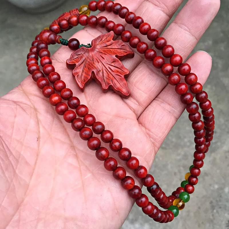 Mascot Wooden Crafts Wood Carving Art Wood Decoration Artwork 小叶紫檀一叶知秋 佛珠手串手链圆 润饱满光滑细腻 柔软丝滑送礼(0.8 * 108颗)