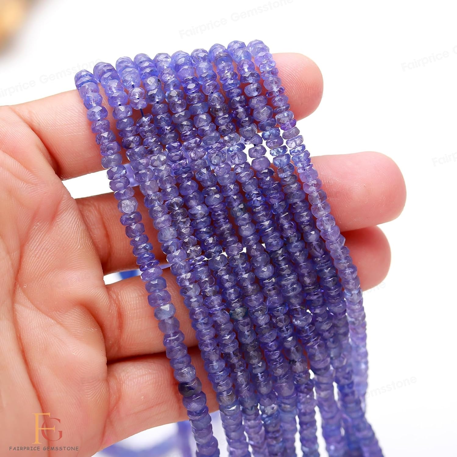 AAA+ Quality Tanzanite Faceted Rondelle Beads, 3.5mm-5mm Tanzanite Faceted Beads, Natural Tanzanite Rondelle beads, Tanzanite Beads Strand for Jewelry Making Necklace, Bracelet, Earring, Blue