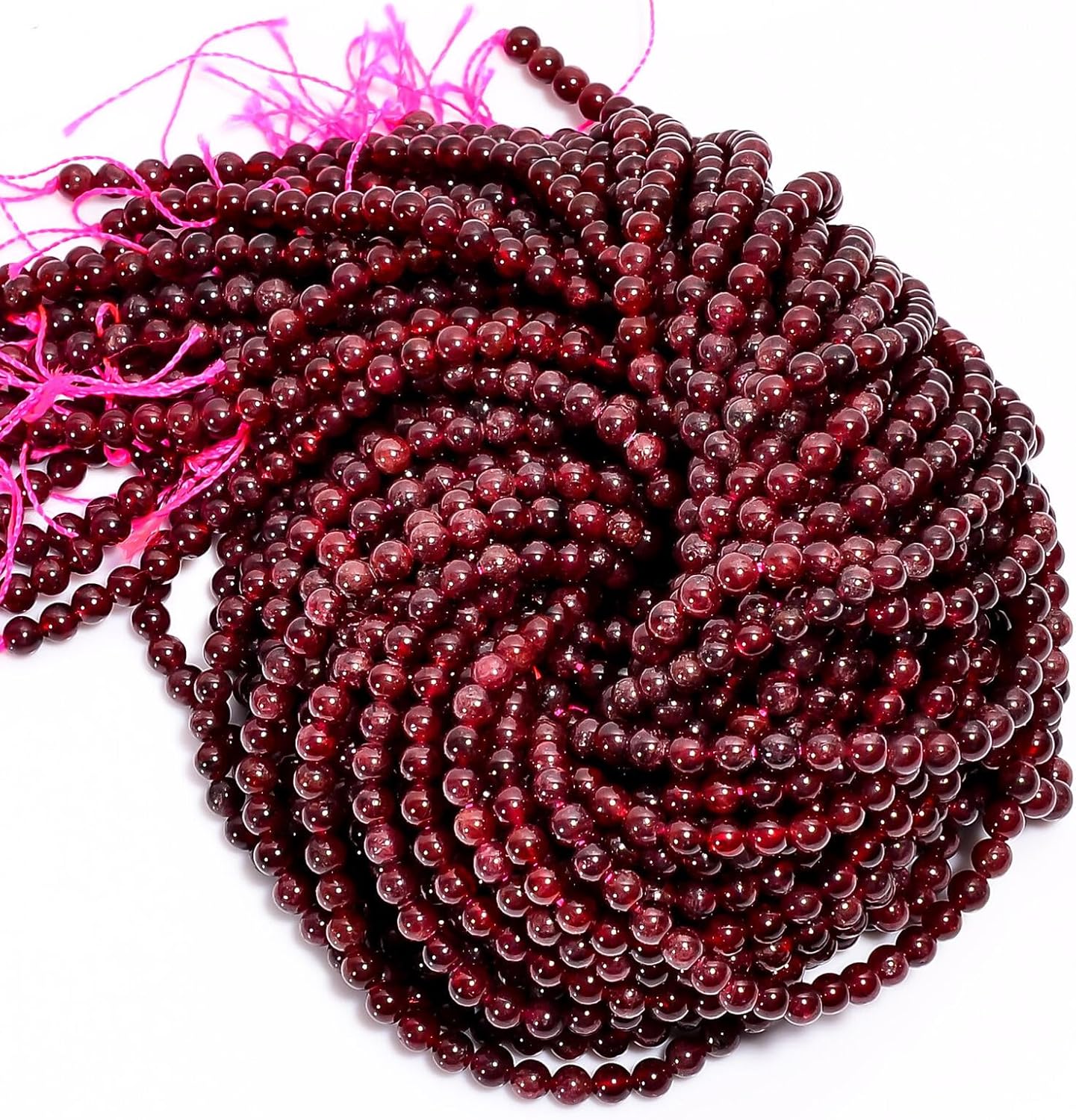 Natural Red Garnet Gemstone Round Shape Smooth Beads 4X4.5 mm 50 Strand 15