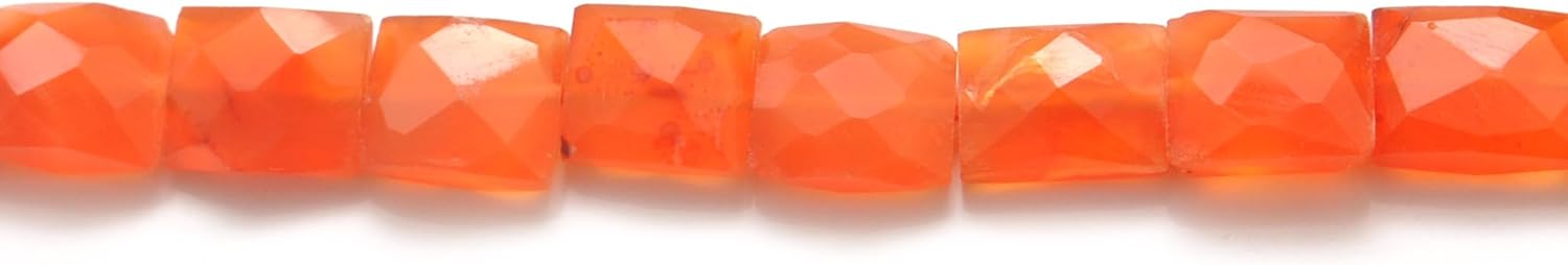 Kanika Creations Natural Carnelian Faceted Rectangle Beads 8 x 10 mm to 9 x 12 mm – 35 Pcs 16.5