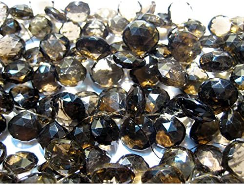 13 inch natural beads strand of 14x14mm-11x11mm faceted heart smoky quartz gemstone briolletes beads for DIY jewelry - necklace, bracelet, earring, ring.
