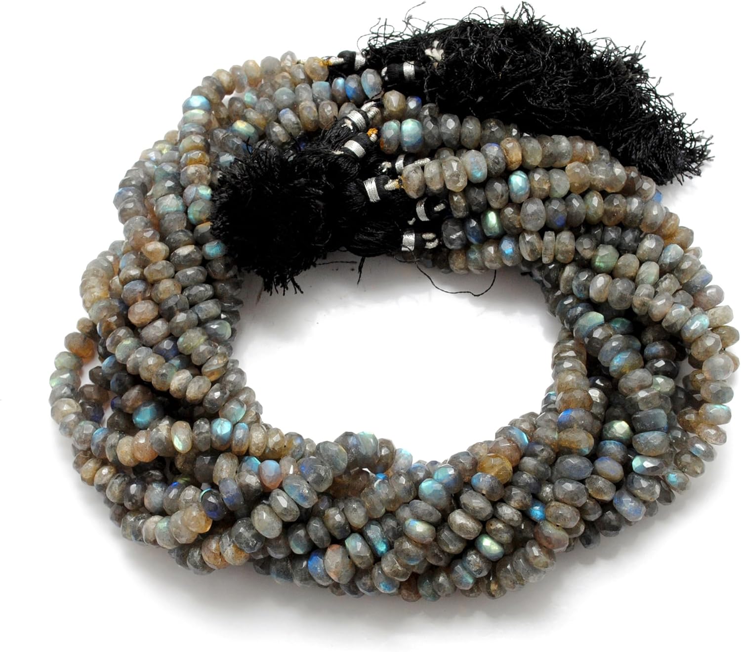 Kanika Creations Natural Labradorite 8mm Round Beads – 90 Pcs Blue Flash Faceted Grey Gemstones, 16