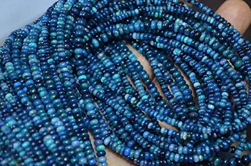 LOVEKUSH LKBEADS Royal Mexican Blue Ethiopian Opal Smooth Beads,3.5 mm Approx, 16 inch Strand Code-HIGH-45660