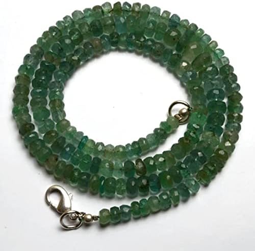 1 Strand Natural 19 Inches Stands A Gems 100% Natural Emerald Transparent Faceted Roundels Beads Necklace 4 to 6 MM
