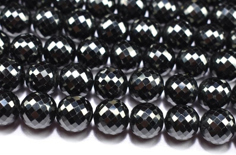 Natural Black Spinel roundella Faceted Beads 11 mm 10 inch Long String Jewelry Making Gemstone Beads for Necklace Bracelet