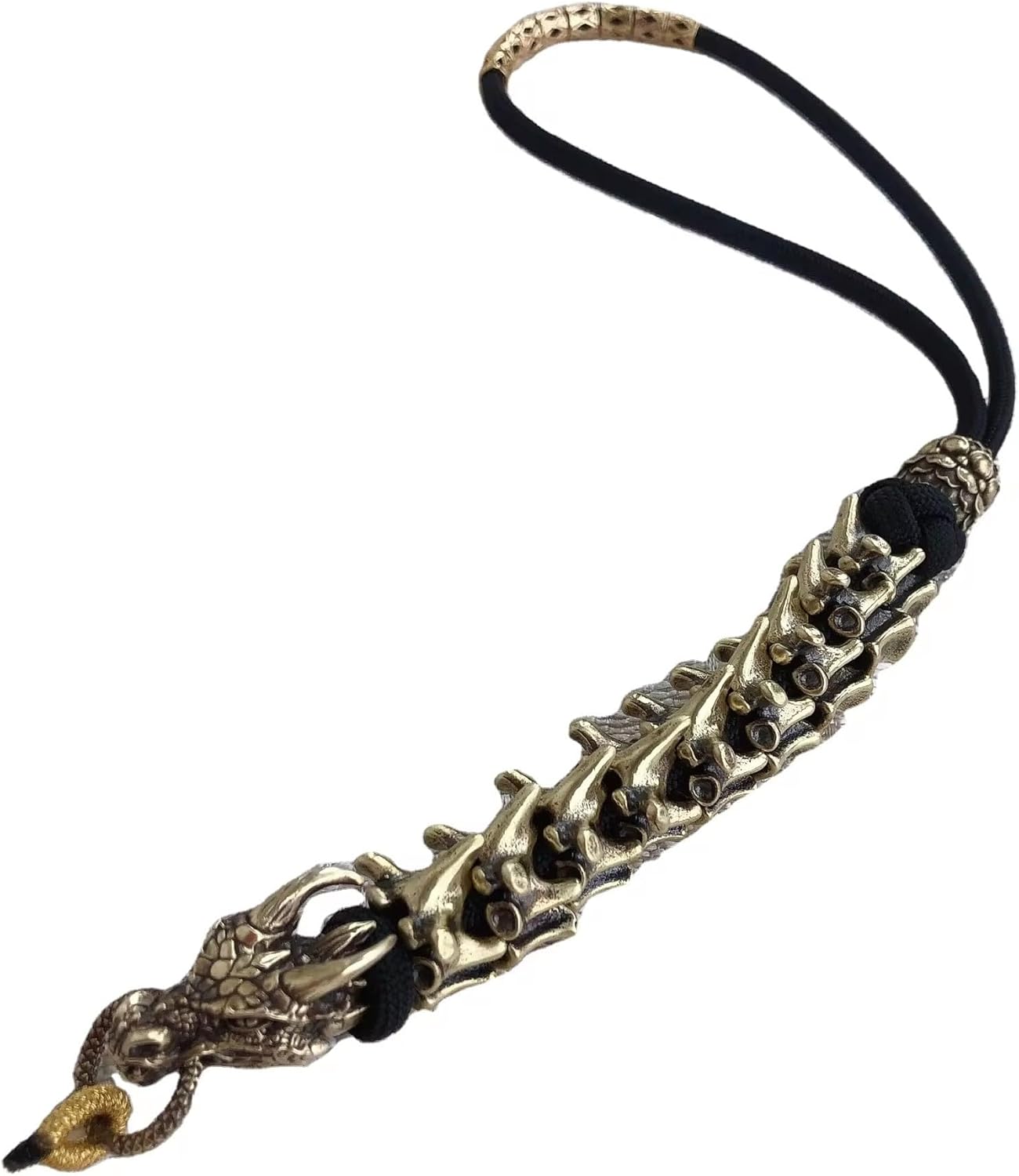 Brass 9 Joints Dragon Head Braided Rope EDC Bead DIY keychain Paracord Keychain Bead,Lanyard Bead,Brass Charms