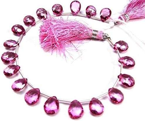 13 inch natural beads strand of 7x6-9x6mm faceted pear pink topaz gemstone briolletes beads for DIY jewelry - necklace, bracelet, earring, ring.