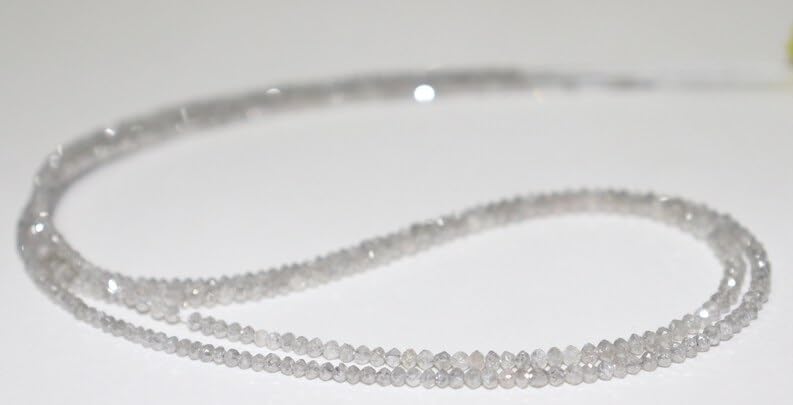 Natural Gray Diamond Faceted Rondelle Beads, Gray Faceted Rondelle Diamond Beads for Jewelry Making Crafts