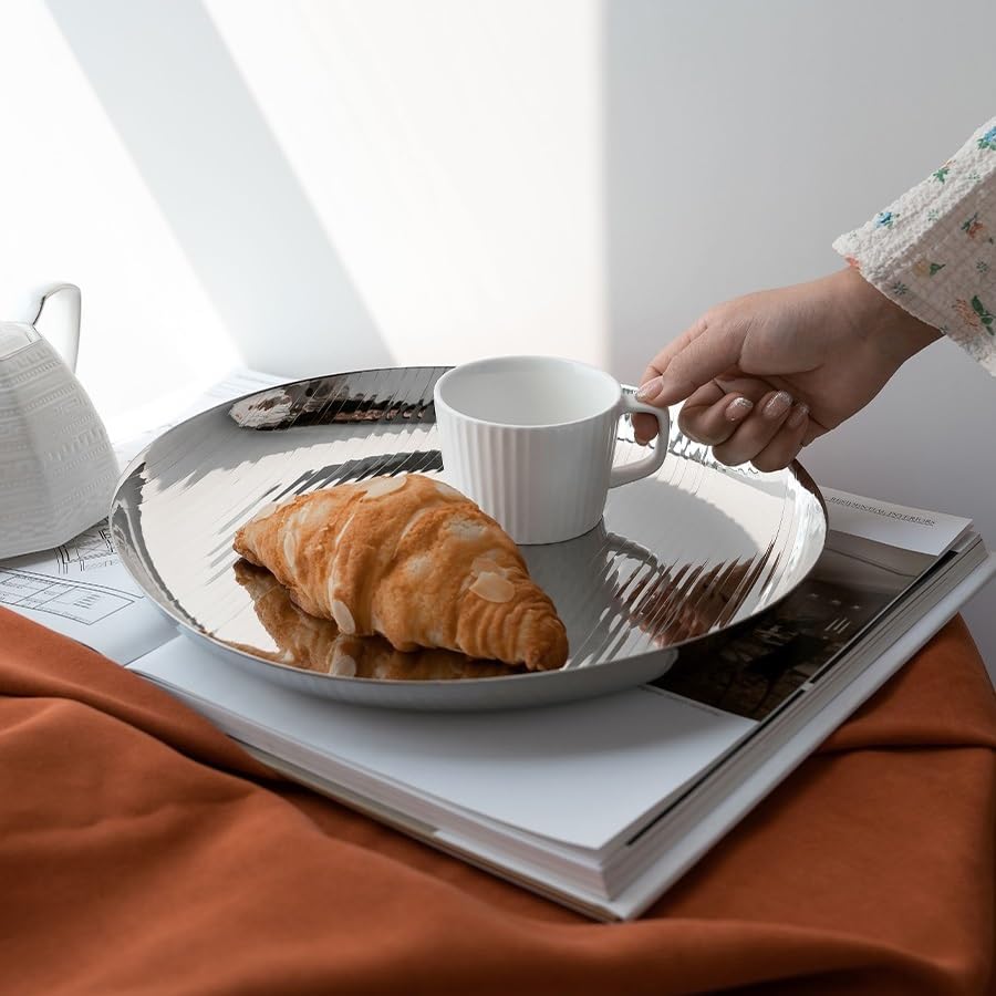Tray Stainless Steel Western Food Tray Household Light Luxury Dining Tray Tea Cup Storage Tray Sample Ornaments Storage Tray Serving Trays