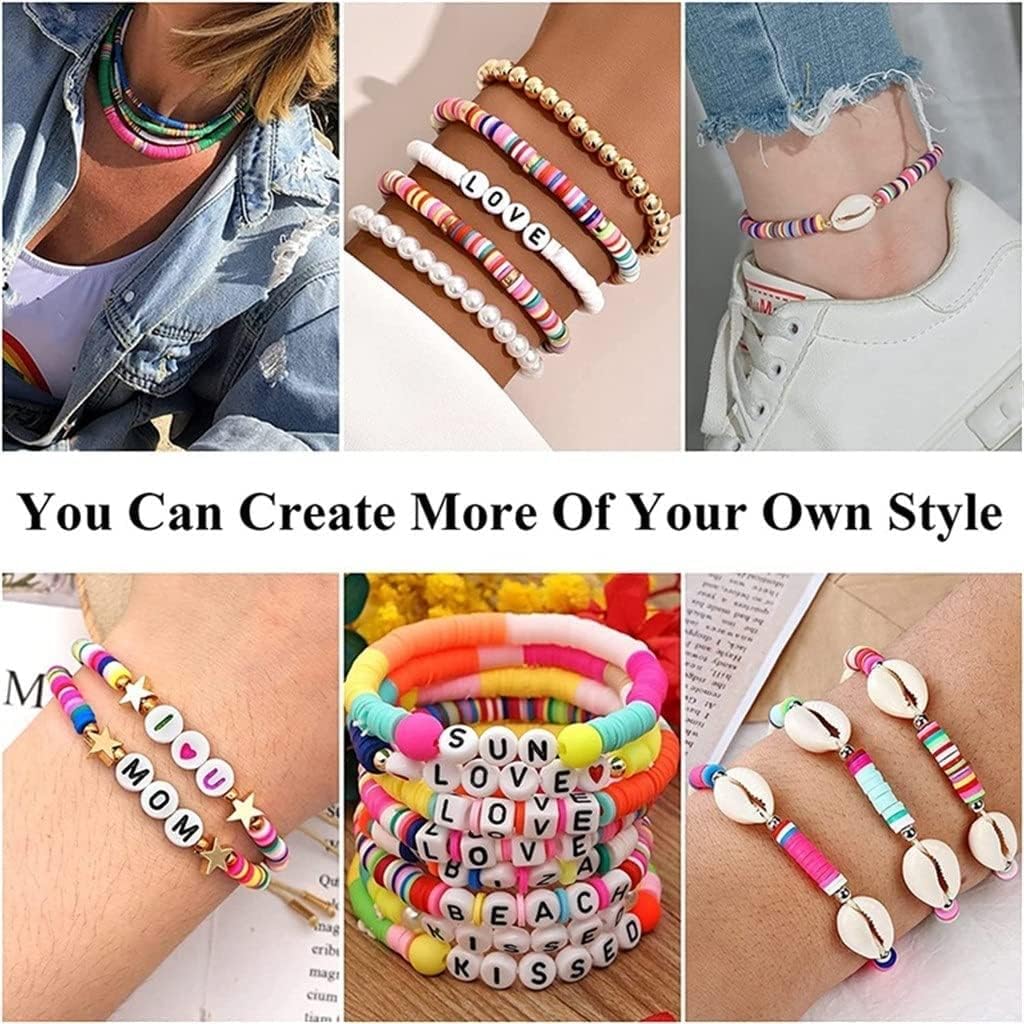 48 Grids Polymer Clay Letter Beads Set in Box for DIY Earring Jewelry Make Accessories Discs Slice Spacer Seed Bead Kit for All People