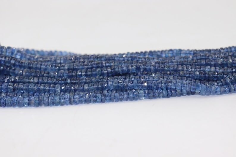 Natural Kyanite Faceted Rondelle Beads 4-6 mm Kyanite Rondelle Beads Kyanite Beads Strand for Jewelry Making