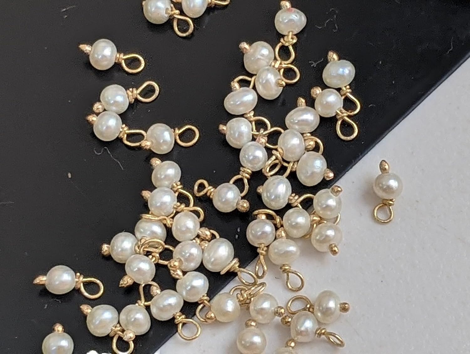 Women's 3 mm Pearl 925 Sterling Silver Wire Wrapped Pearl Rondelle Beads, Pearl Jewelry Hangings, Loose Pearl Beads (50Pcs To 100 Pcs Options)