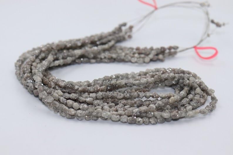 Natural Raw Grey White Diamond Long Drill Uncut Beads 3-4.5 mm Diamond Beads Uncut Diamond Beads White Diamond
