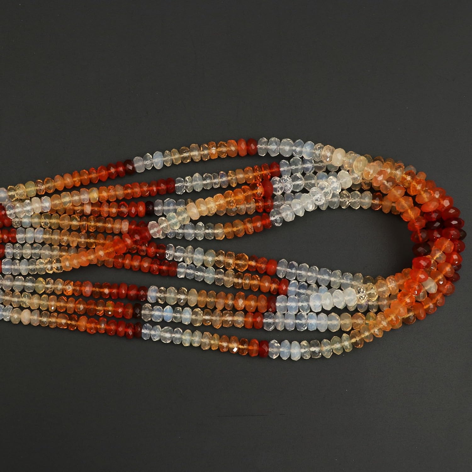 AAA+ Mexican Fire Opal Faceted Rondelle Beads 4-4.5mm Dark Color Mexican Fire Opal Rondelle Beads 18